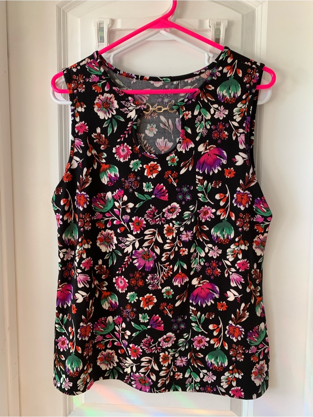 Floral Sleeveless Black Tank Top